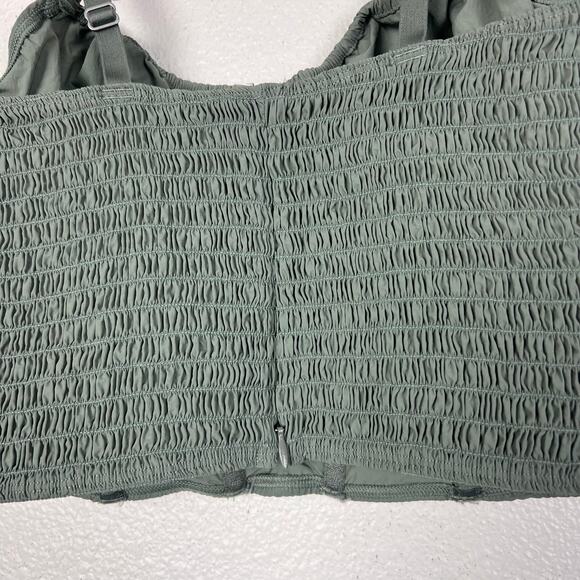 Hollister Gilly Hicks Ruched Adjustable Nylon Bustier Sage Green Top M - Picture 4 of 6
